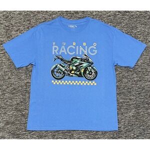 Miken Turbo Racing Mens Large Blue Motorcycle Sportbike Short Sleeve Shirt NWOT